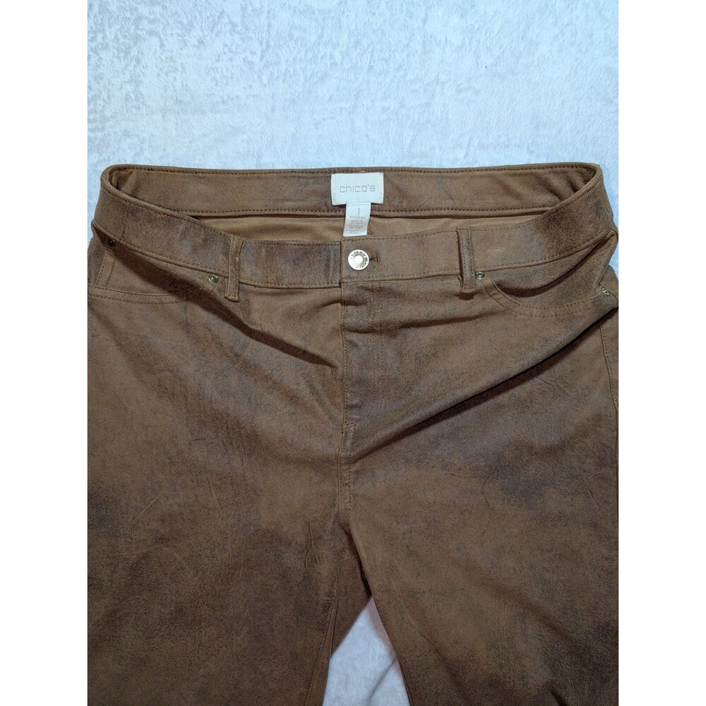 Chicos Vegan Faux Distressed Leather Suede Pants 1